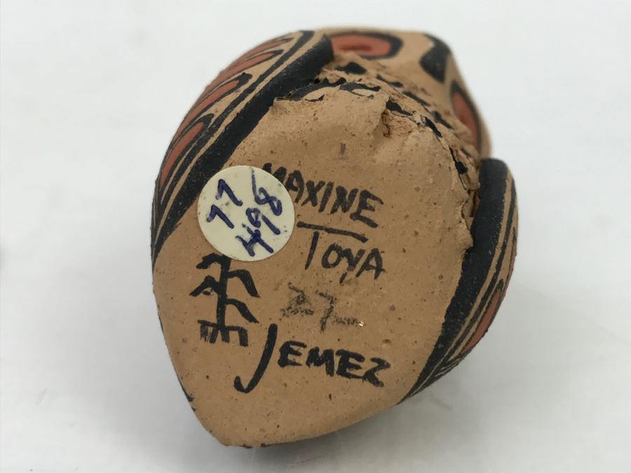 Vintage Signed Native American Pottery Of Owl By Maxine Toya Jemez Pueblo Pottery [Photo 8]