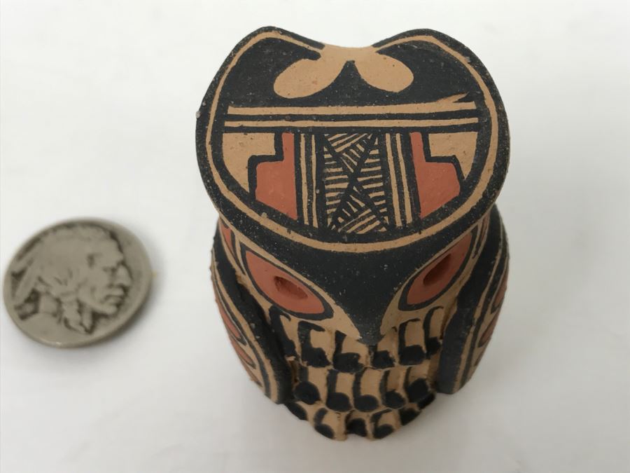 Vintage Signed Native American Pottery Of Owl By Maxine Toya Jemez Pueblo Pottery [Photo 7]
