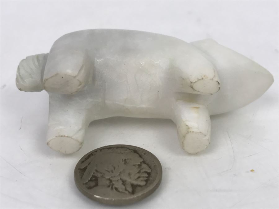 Native American Carved Alabaster Stone Bear Fetish