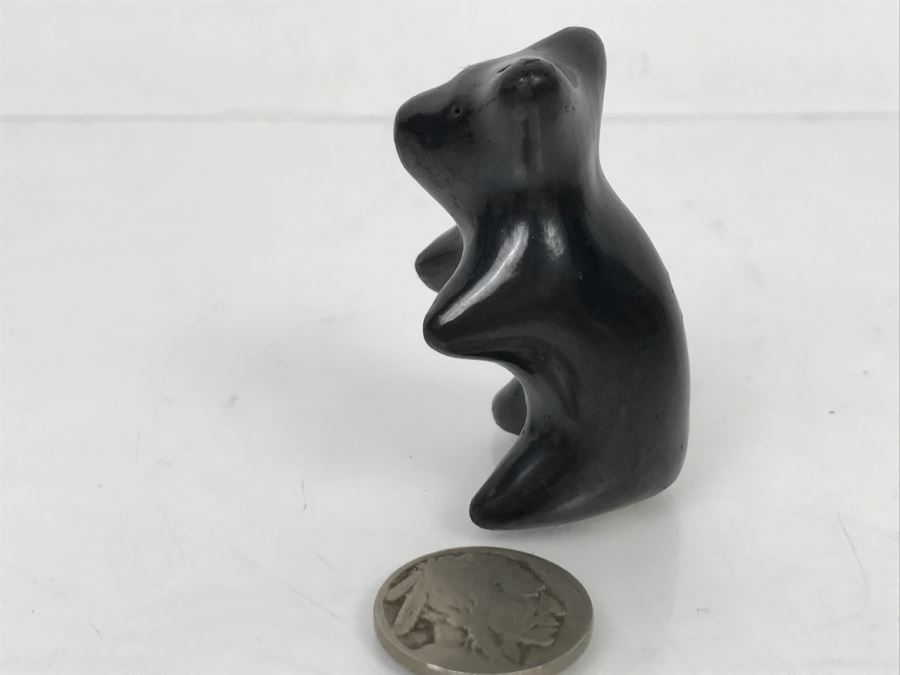 Vintage Santa Clara Pueblo Small Black Bear Pottery [Photo 5]