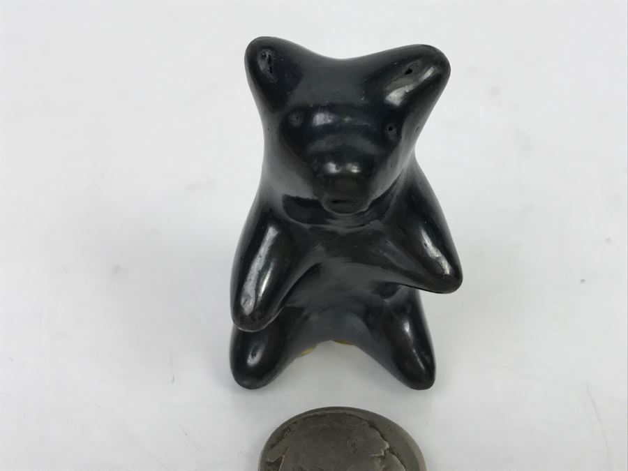Vintage Santa Clara Pueblo Small Black Bear Pottery [Photo 2]