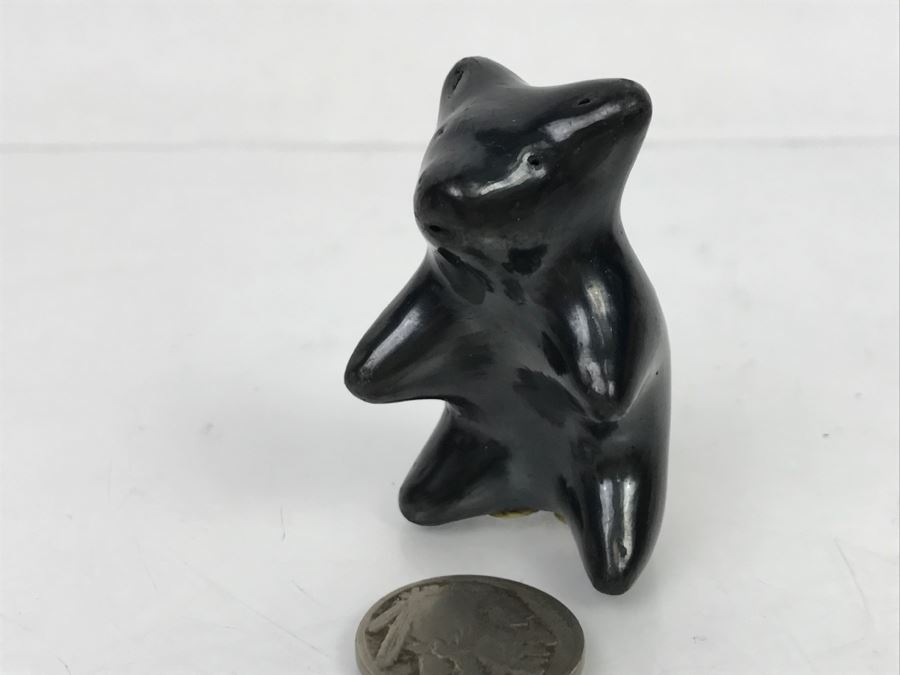 Vintage Santa Clara Pueblo Small Black Bear Pottery [Photo 6]