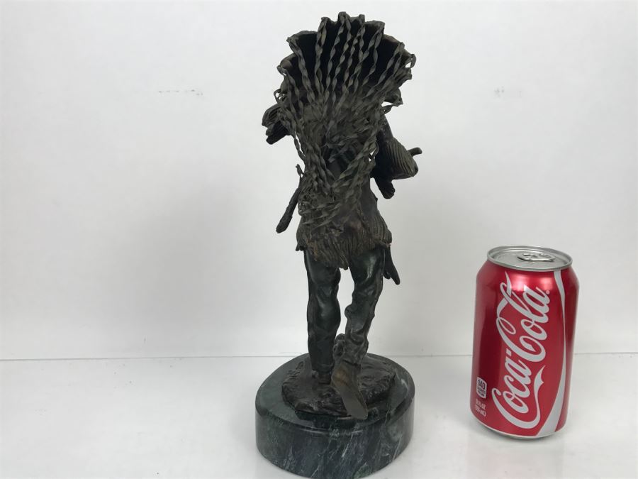 Vintage Bronze Geschutzt Signed Native American Statue Figure After Carl Kauba On Marble Base With Plaque [Photo 16]