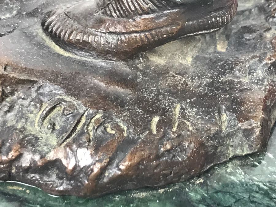 Vintage Bronze Geschutzt Signed Native American Statue Figure After Carl Kauba On Marble Base With Plaque [Photo 9]