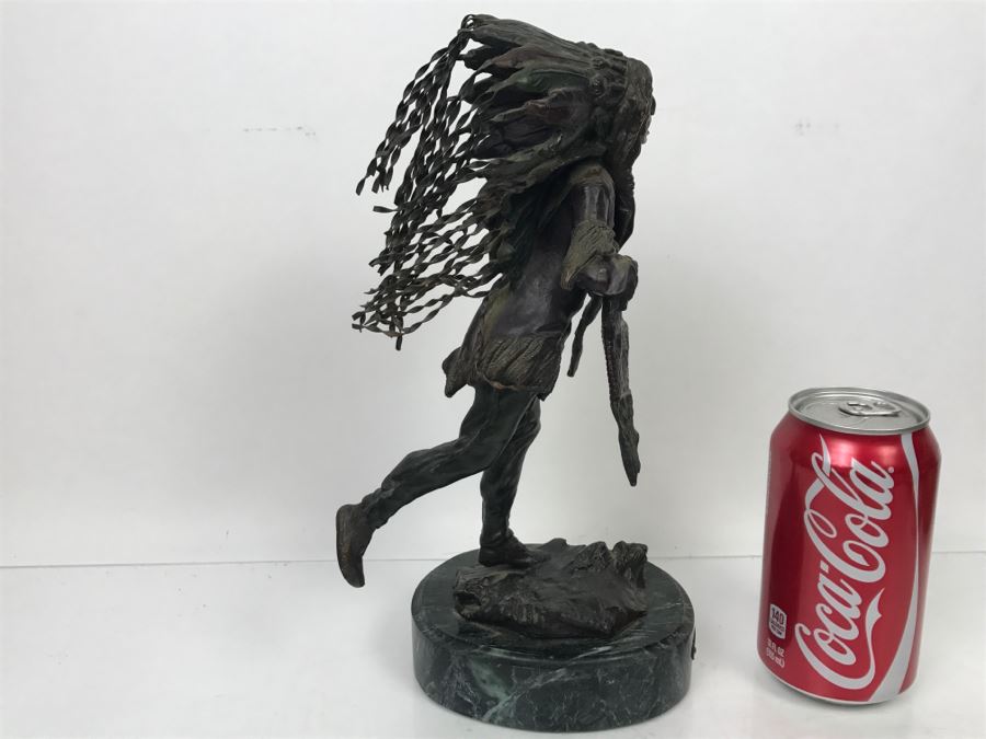 Vintage Bronze Geschutzt Signed Native American Statue Figure After Carl Kauba On Marble Base With Plaque [Photo 17]