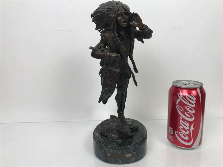 Vintage Bronze Geschutzt Signed Native American Statue Figure After ...