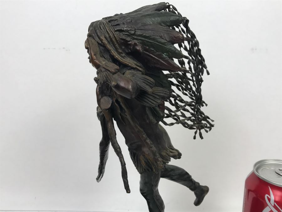 Vintage Bronze Geschutzt Signed Native American Statue Figure After Carl Kauba On Marble Base With Plaque [Photo 13]