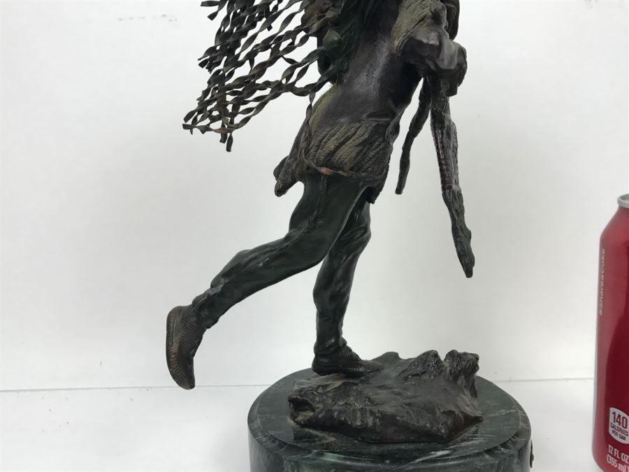 Vintage Bronze Geschutzt Signed Native American Statue Figure After Carl Kauba On Marble Base With Plaque [Photo 19]
