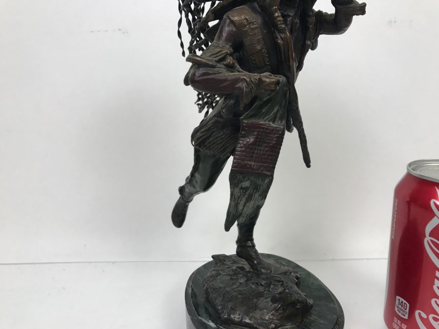 Vintage Bronze Geschutzt Signed Native American Statue Figure After Carl Kauba On Marble Base With Plaque [Photo 24]