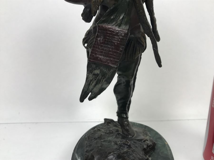 Vintage Bronze Geschutzt Signed Native American Statue Figure After Carl Kauba On Marble Base With Plaque [Photo 6]