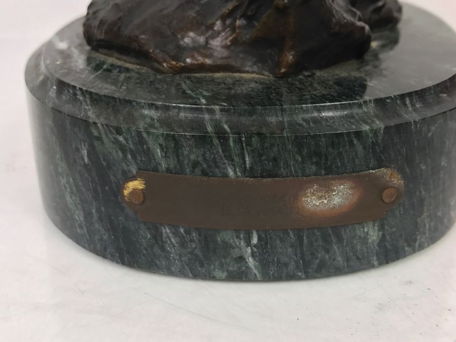 Vintage Bronze Geschutzt Signed Native American Statue Figure After Carl Kauba On Marble Base With Plaque [Photo 7]