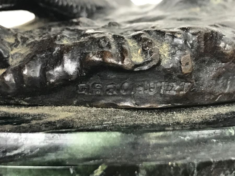 Vintage Bronze Geschutzt Signed Native American Statue Figure After Carl Kauba On Marble Base With Plaque [Photo 10]