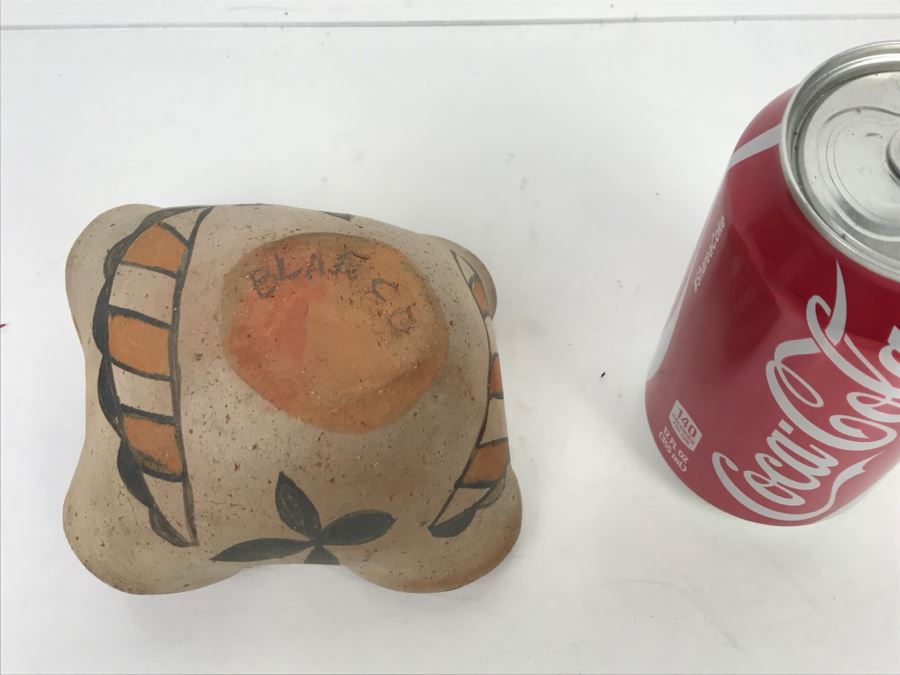 Signed Native American Pottery Blanco (Note Crack In Photos) [Photo 8]