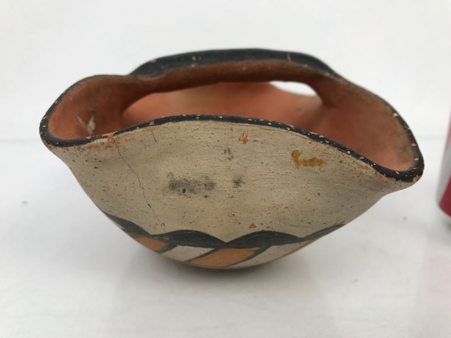 Signed Native American Pottery Blanco (Note Crack In Photos) [Photo 6]