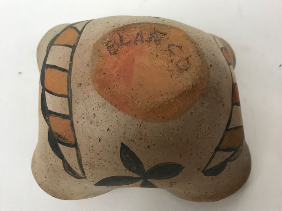Signed Native American Pottery Blanco (Note Crack In Photos) [Photo 7]