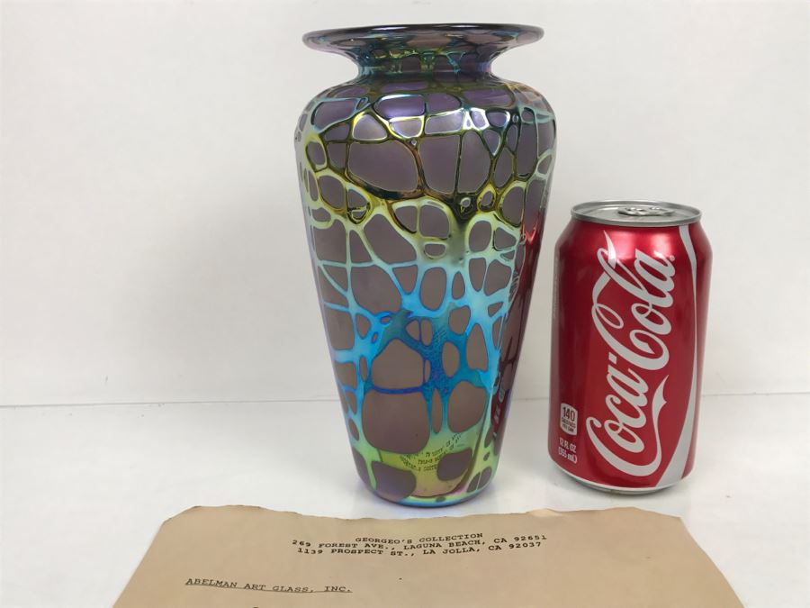 Stunning Stuart Abelman Art Glass Vase Vintage 1994 [Photo 15]