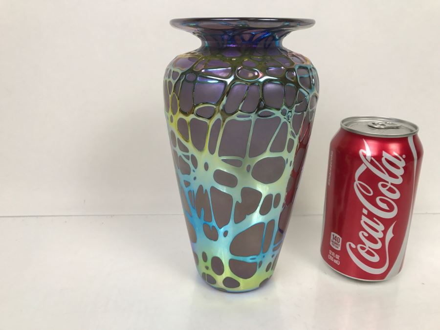 Stunning Stuart Abelman Art Glass Vase Vintage 1994 [Photo 9]