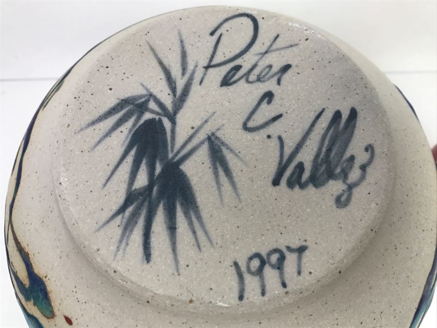 Signed Peter C Vallez Studio Art Pottery Vintage 1997 [Photo 2]