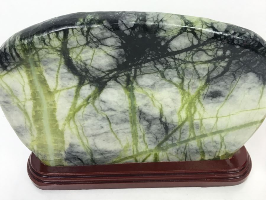 Mixed Stone Plein-Air Artwork Tree Scene On Wooden Stand [Photo 4]