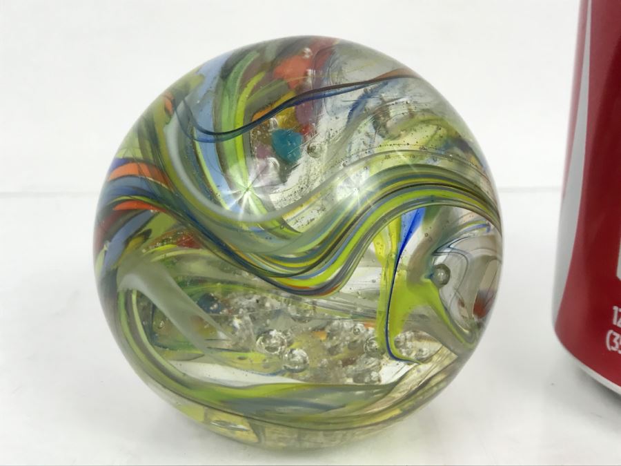 Vintage Marbleized Art Glass Paperweight [Photo 4]