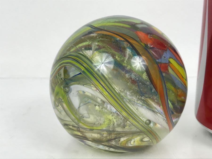 Vintage Marbleized Art Glass Paperweight [Photo 6]