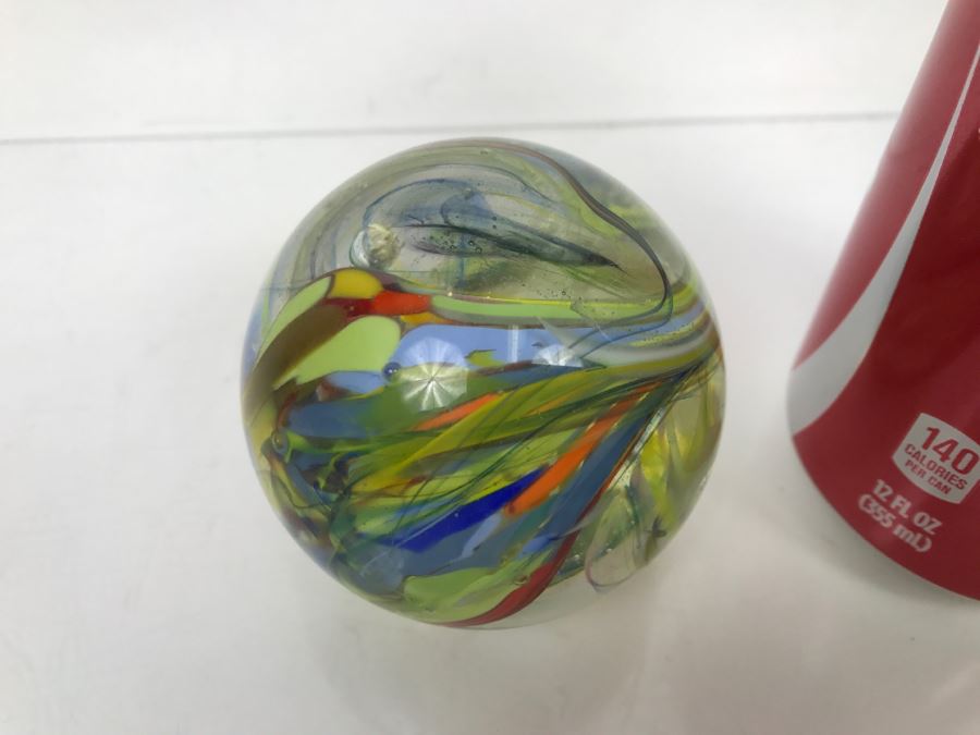 Vintage Marbleized Art Glass Paperweight [Photo 2]