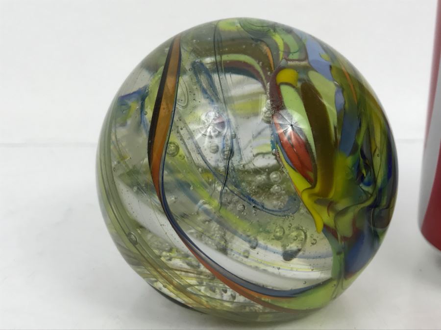 Vintage Marbleized Art Glass Paperweight [Photo 7]