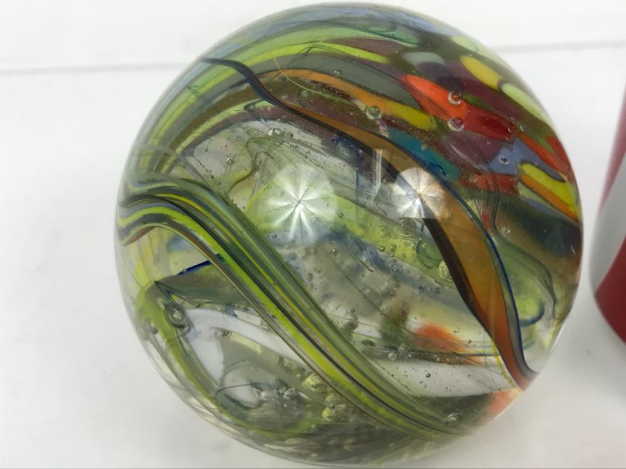 Vintage Marbleized Art Glass Paperweight [Photo 8]