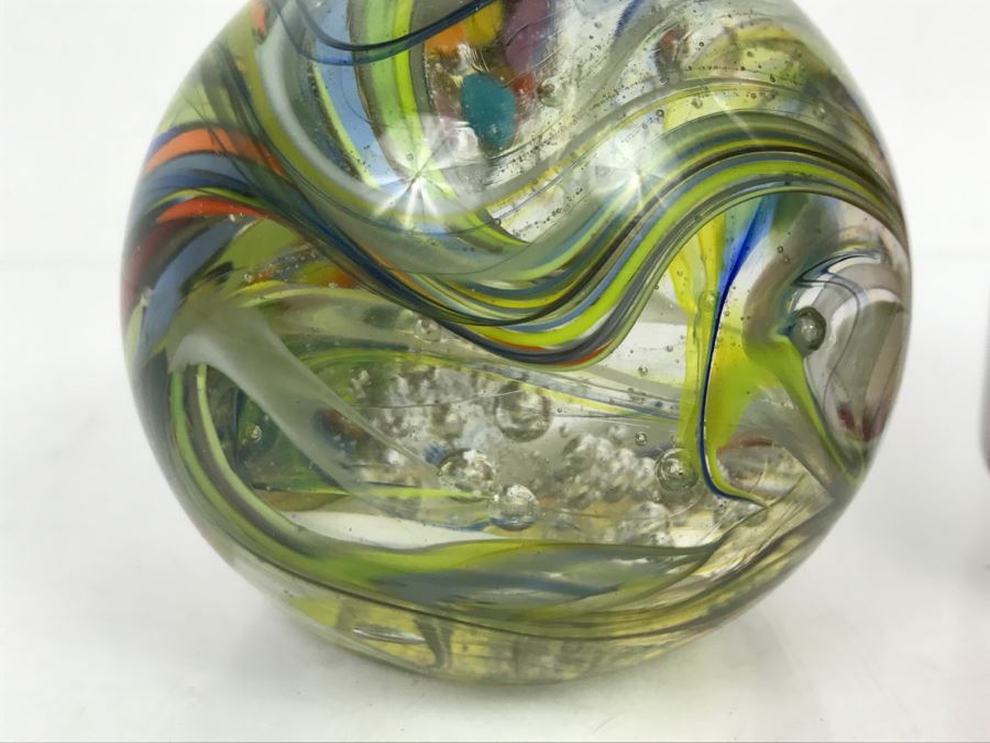 Vintage Marbleized Art Glass Paperweight