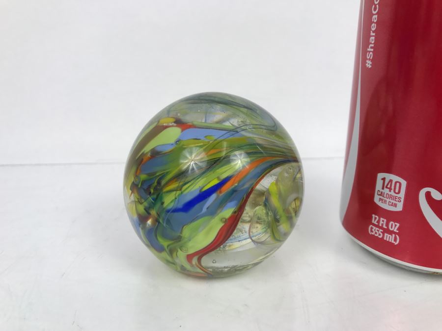 Vintage Marbleized Art Glass Paperweight
