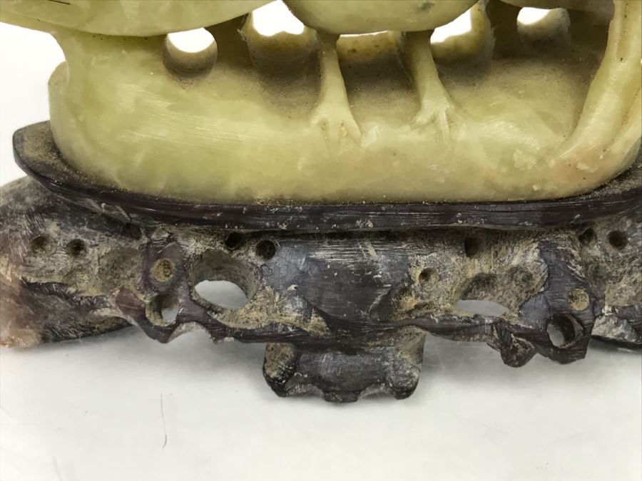 Nice Asian Soapstone Hand Carved Peacock Flower Sculpture Art [Photo 6]