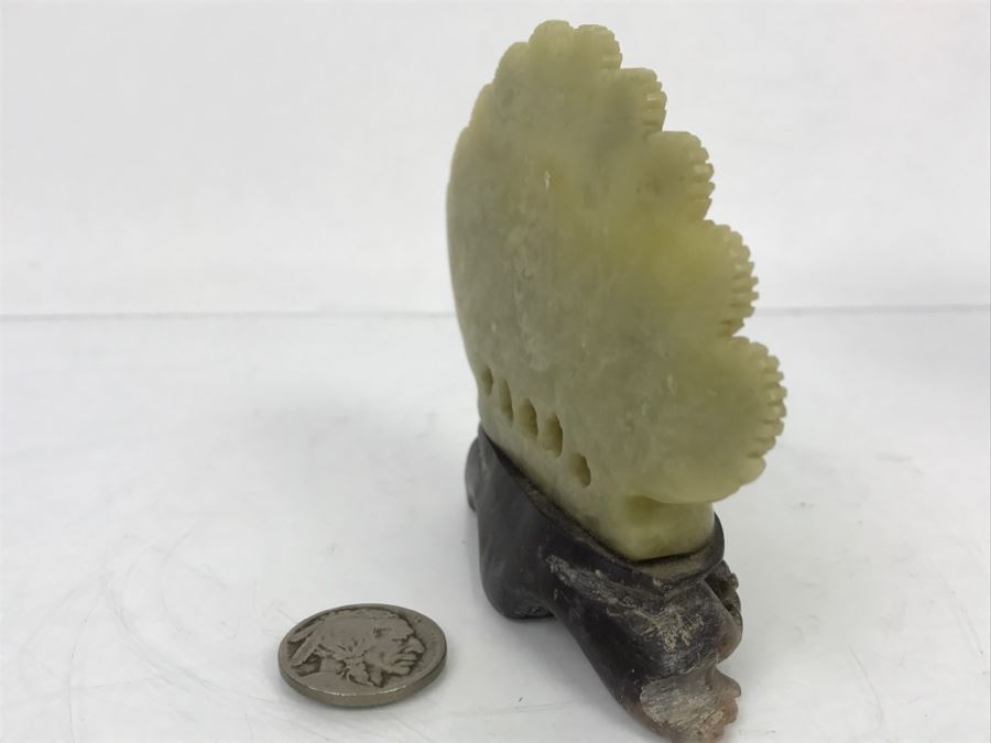 Nice Asian Soapstone Hand Carved Peacock Flower Sculpture Art [Photo 9]