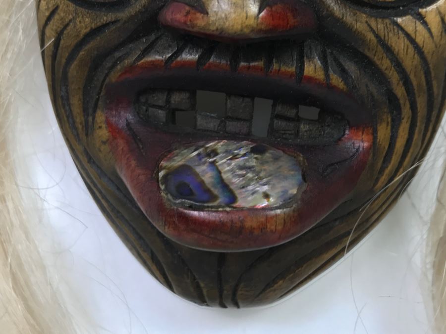 Rich LaValle Non-Indian Wood Carving Mask Made From Wood, Abalone And Paint Northwest Coastal Alaska Tlingit Highly Recognized [Photo 10]