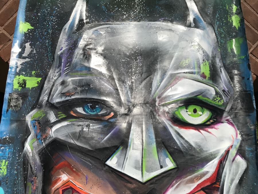 Large Original Painting On Canvas Of Batman Joker Hybrid Signed Unity21 [Photo 2]