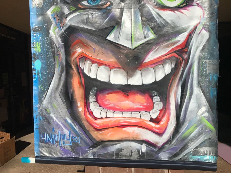 Large Original Painting On Canvas Of Batman Joker Hybrid Signed Unity21 [Photo 23]