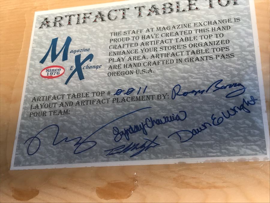 RARE Magic The Gathering Artifact Table Top Hand Made Limited Edition By Magazine Exchange Signed With Certificate On Underneath Of Table Table # 0011 Estimate $3,000 [Photo 25]