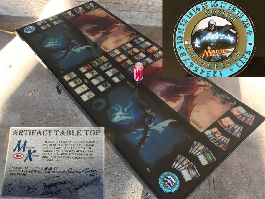 RARE Magic The Gathering Artifact Table Top Hand Made Limited Edition By Magazine Exchange Signed With Certificate On Underneath Of Table Table # 0011 Estimate $3,000 [Photo 1]
