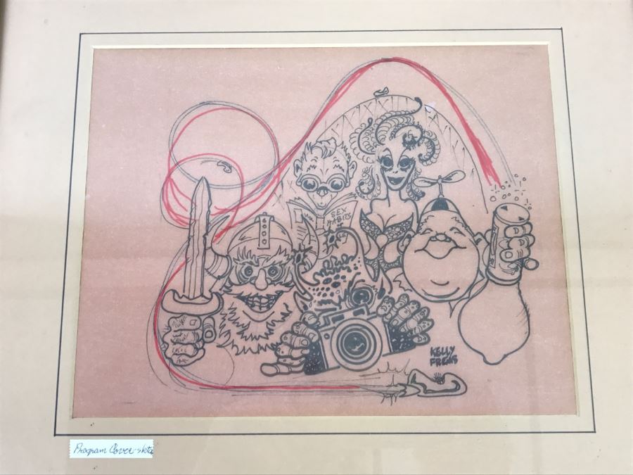Original Kelly Freas 'Dean of Science Fiction Artists' (1922-2005) Program Cover Sketch Framed [Photo 3]