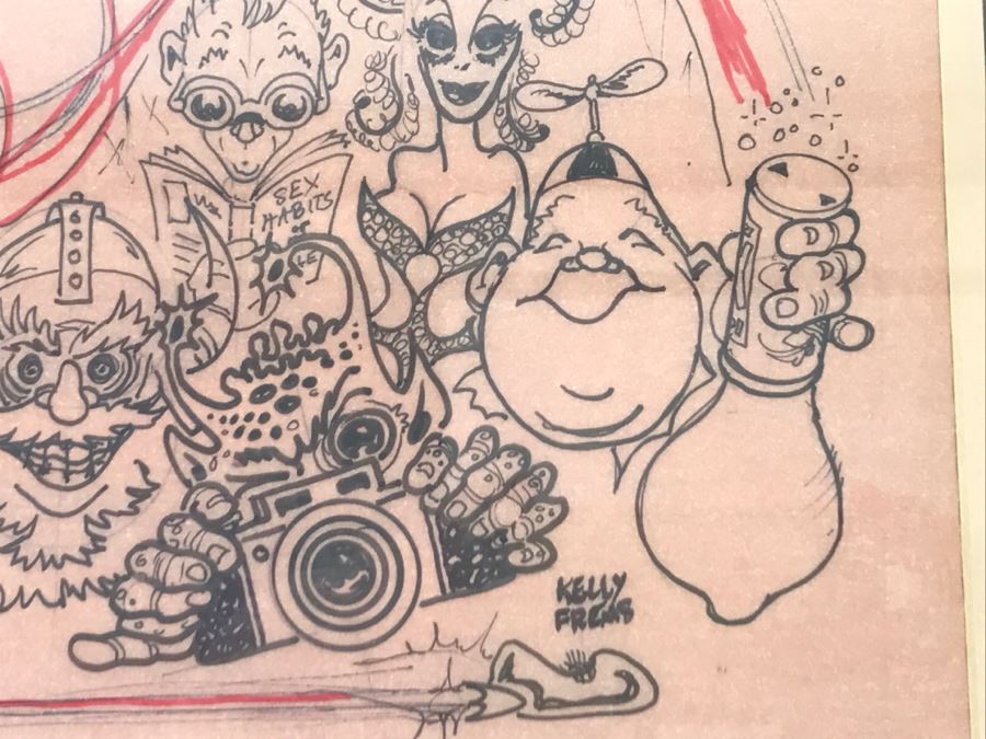 Original Kelly Freas 'Dean of Science Fiction Artists' (1922-2005) Program Cover Sketch Framed [Photo 7]