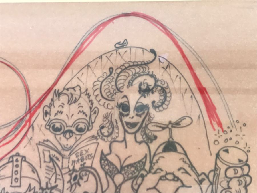 Original Kelly Freas 'Dean of Science Fiction Artists' (1922-2005) Program Cover Sketch Framed [Photo 11]