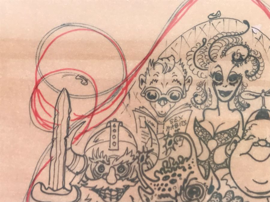 Original Kelly Freas 'Dean of Science Fiction Artists' (1922-2005) Program Cover Sketch Framed [Photo 13]