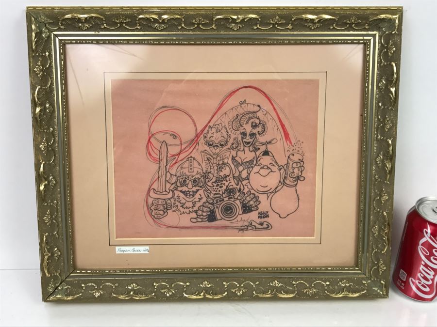 Original Kelly Freas 'Dean of Science Fiction Artists' (1922-2005) Program Cover Sketch Framed [Photo 4]