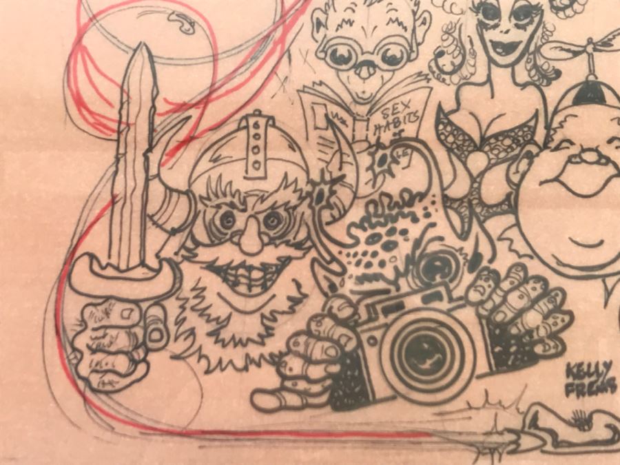 Original Kelly Freas 'Dean of Science Fiction Artists' (1922-2005) Program Cover Sketch Framed [Photo 10]