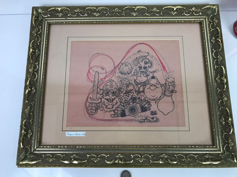 Original Kelly Freas 'Dean of Science Fiction Artists' (1922-2005) Program Cover Sketch Framed [Photo 2]