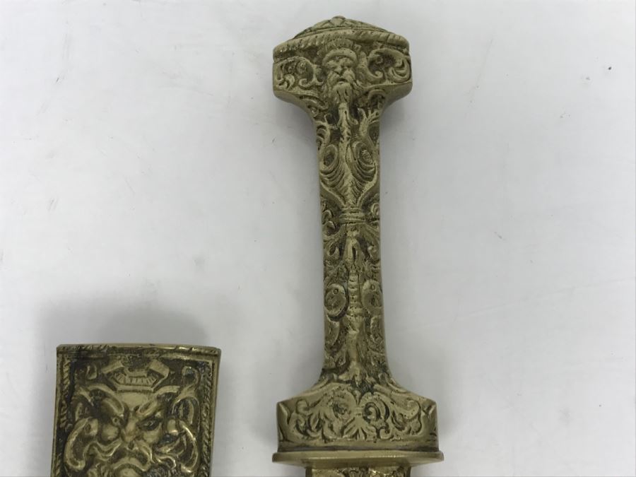 Vintage Ornate Brass Letter Opener With Sheath [Photo 7]