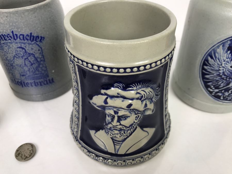 Set Of (4) 0.5L Stoneware German Beer Steins Mugs GERZ [Photo 4]