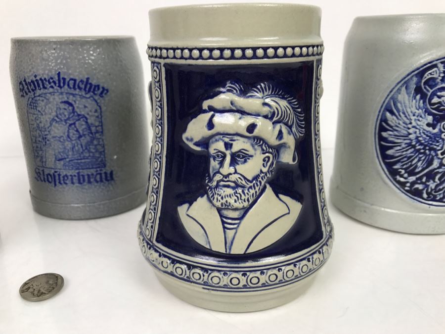 Set Of (4) 0.5L Stoneware German Beer Steins Mugs GERZ [Photo 3]