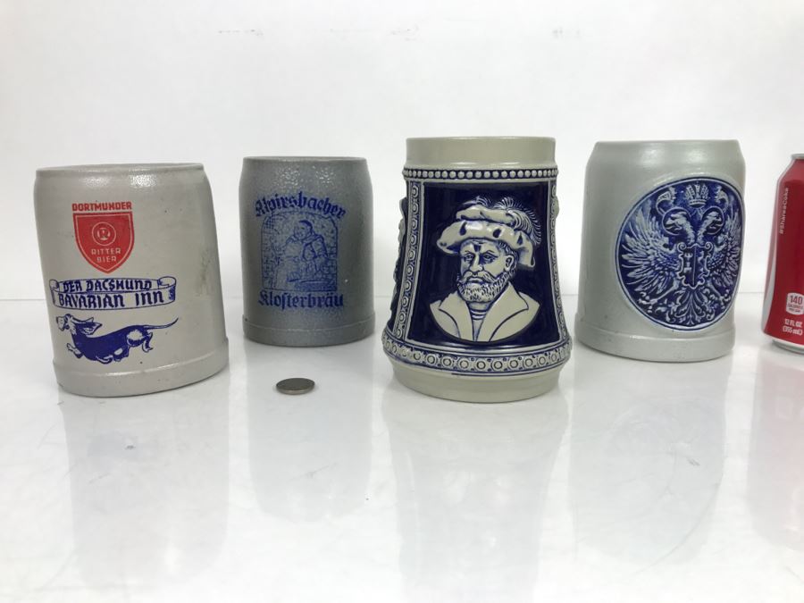 Set Of (4) 0.5L Stoneware German Beer Steins Mugs GERZ [Photo 2]