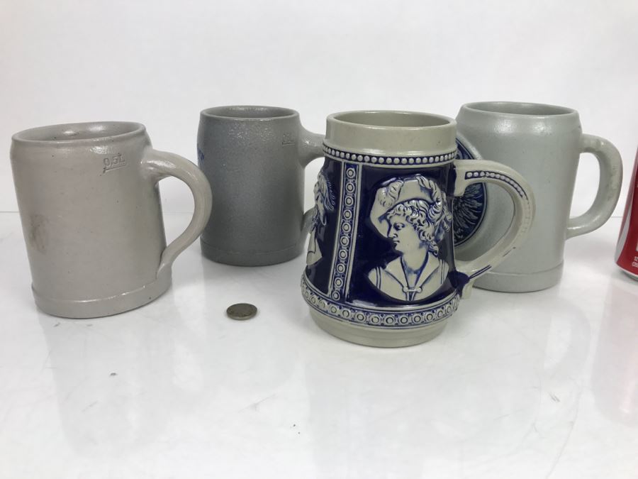 Set Of (4) 0.5L Stoneware German Beer Steins Mugs GERZ [Photo 12]