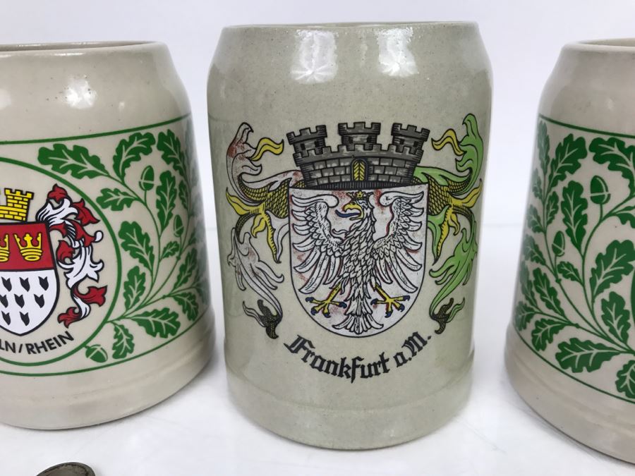 Set Of (4) 0.5L Stoneware German Beer Steins Mugs GERZ [Photo 2]